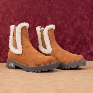 Sam Edelman Women Laguna Cozy Brown Leather Comfortable Chelsea Boots sz 11